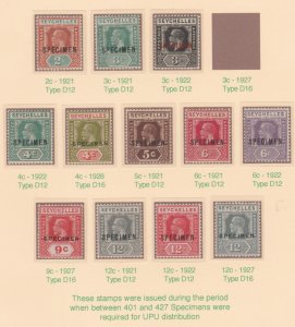 SEYCHELLES 1921  KG5 SPECIMEN set of 25