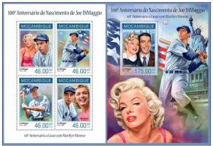 MOZAMBIQUE 2014 2 SHEETS m14120ab MARILYN MONROE DIMAGGIO 