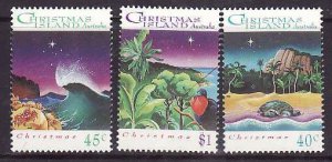 Christmas Is.-Sc#354-6-unused NH set-Christmas-Turtles-Birds-Marine Life-1993-