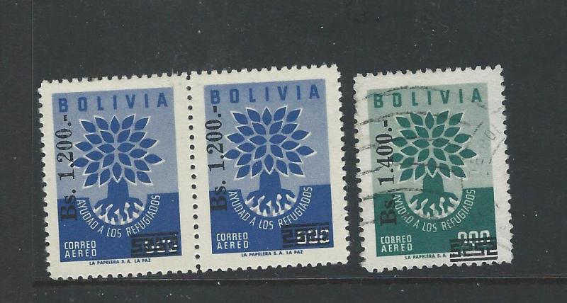 BOLIVIA (P2701B) WRY LOT  7 BL OF 4, 2 PRS, 2 SINGLES SOME 2525, SOME 5252