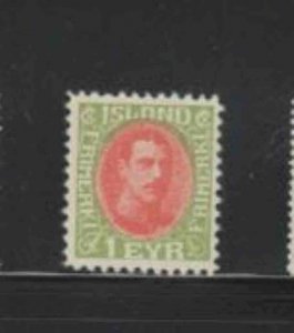 ICELAND #108 1920 1e KING CHRISTIAN X MINT VF LH O.G a