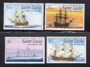 St. Lucia 2002 Set of 4 Royal Navy Ships, Scott 1151-1154 MNH, value = $10.00