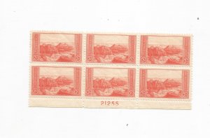 US SCOTT# 741, PLATE BLOCK OF 6, MH, OG