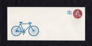 U597 Bicycle, unused large embossed stamped envelope