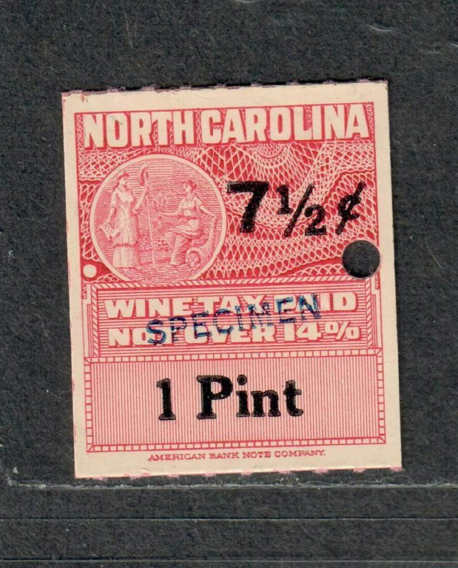 North Carolina State Revenue Stamp Sc#w55s Wine