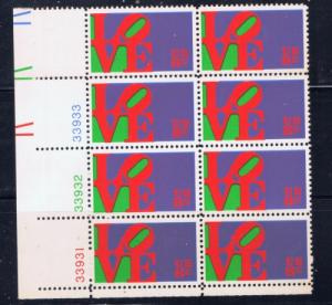 U.S. 1475 NH 1973 LOVE Block of 8 with plate #s