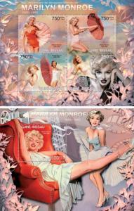 Marilyn Monroe Cinema Hollywood Movies Music Guinea-Bissau MNH stamp set