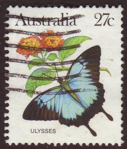Australia 1983 Sc#875, 27c Ulysses Butterfly USED.