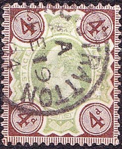 GREAT BRITAIN 1902 KEDVII 4d Green & Chocolate-Brown SG236 Used