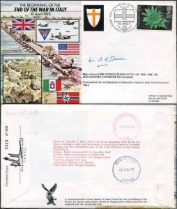 JS45/7c 50th Ann War II End of War in ITALY Signed by Maj Gen Sir G Burns (R)