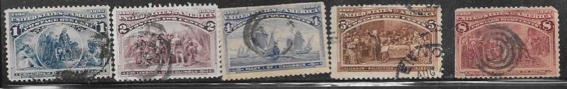 US# 230,231,233,234,236 Columbian Exposition (U) CV$31.20