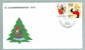Denmark Cover Cachet. # 34  Christmas Seals Walk 2010.. 5.50 Kr. Maribo.