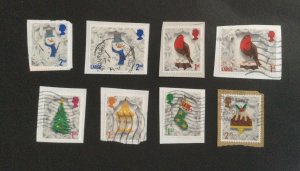 GB 2016 Christmas.  Set 8 used stamps on paper.