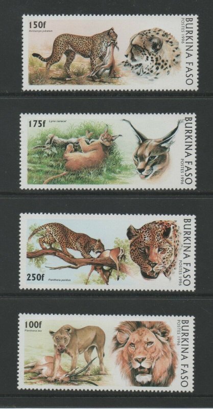 Thematic Stamps Cats - BURKINA FASO 1996 WILD CATS 4v mint