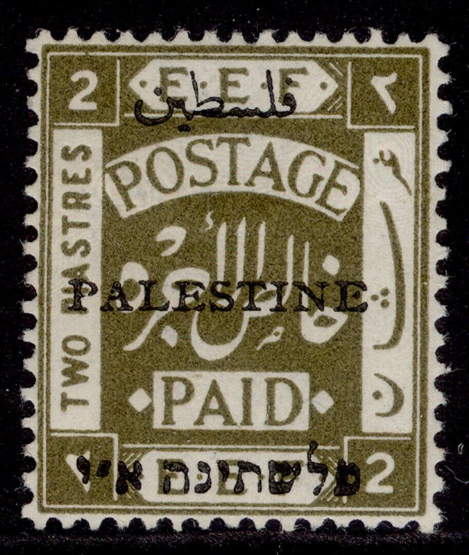 PALESTINE GV SG22, 2p deep olive, M MINT.