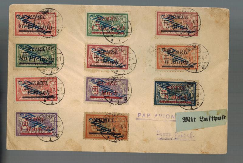 1922 Memel Airmail Cover Complete set stamps # C8-C19 to Libau Latvia