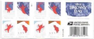 US #5243-46 MNH Block of 8 with Plate #P1111. (partial Booklet)   Snowy Day.