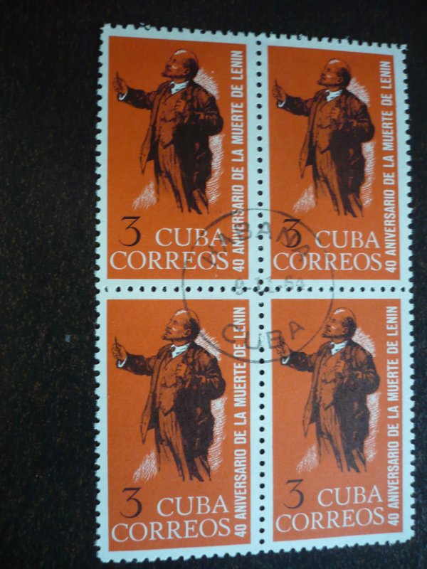 Stamps - Cuba - Scott# 885-887 - Used Set of 3 Stamps in Blocks of 4