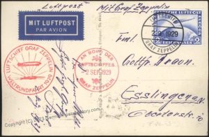 Germany 1929 Graf Zeppelin Round the World Mi32 Bordpost Beuerle CREW Cov 110950