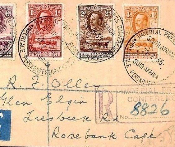 BECHUANALAND Cover 1935 *IMPERIAL PRESS CONFERENCE* Registered Air Mail W109b