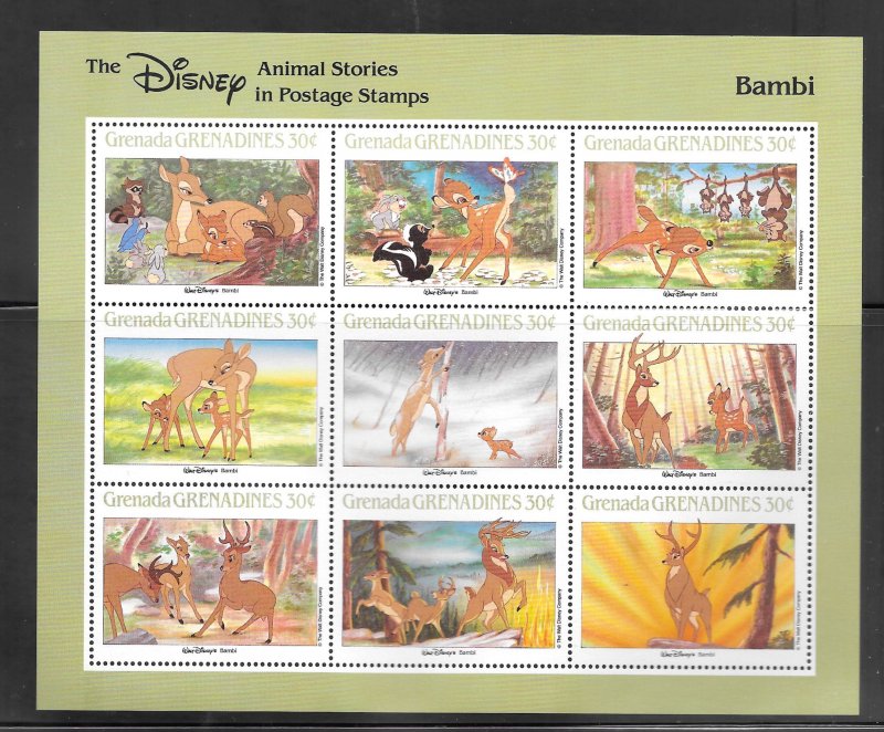 Grenada Grenadines #986-991 MNH Disney Animal Stories 6 Souvenir Sheets (15991)