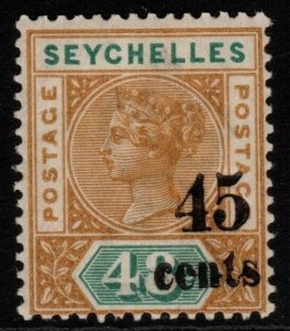 SEYCHELLES SG20 1893 45c on 48c OCHRE & GREEN DIE I MTD MINT