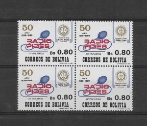 BOLIVIA 1989 50 ANNIVERSARY OF RADIO FIDES SCOTT 787 MICHEL 1094 BLOCK MNH