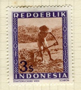 INDONESIA; 1949 early pictorial type issue fine mint 3s. value