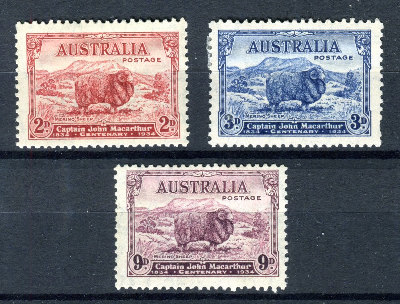 Australia 1934. Macarthur. Complete set of 3. MLH. SG150-152.