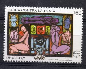 AMERICA UPAE FIGHT AGAINST WOMAN CHILD ABUSE ORGAN TRAFIC URUGUAY 2015 MNH STAMP 