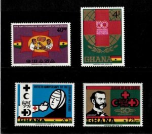 Ghana 1970 - Red Cross Anniversary - Set of 4 Stamps - Scott #378-81 - MNH