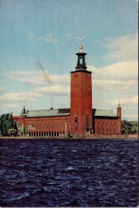 SCHALLSTAMPS SWEDEN 1956 POSTAL HISTORY PICT POSTCARD ADDR USA CANC STOCKHOLM