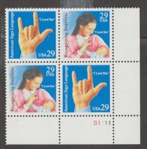 U.S. Scott #2783-2784 American Sign Language Stamp - Mint NH Plate Block