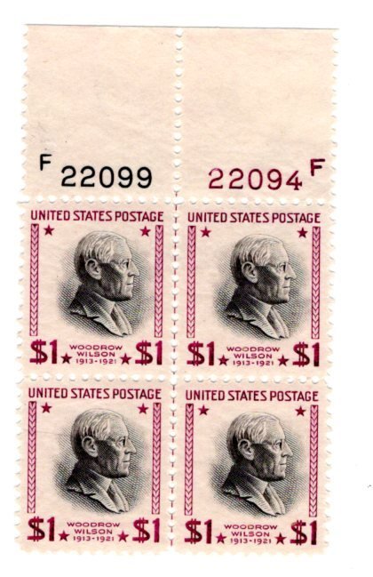 US Scott # 832 Top Plate # Block of 4, 2 Numbers, Centerline Block - MNH