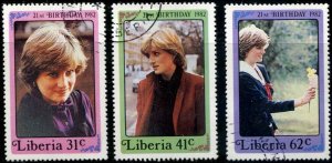 Liberia SC# 958-60 Princess Diana Used  SCV $4.35