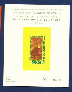 BRAZIL  - 984 - FVF MNH SOUVENIR CARD - Rio de Janiero Centenary - 1965