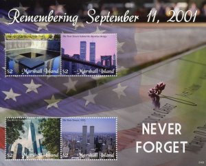 Marshall Islands Stamps 2021 MNH Never Forget September 11 Twin Towers 4v M/S