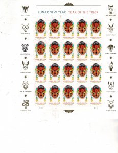 Lunar New Year of the Tiger Forever US Postage Sheet #5662 VF MNH