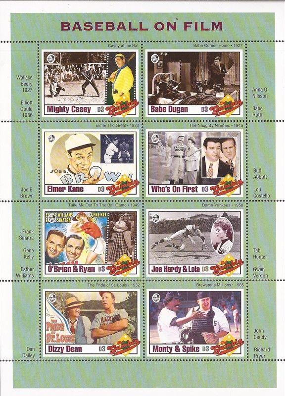 Gambia - 1993 Baseball on Film - 8 Stamp Sheet - Scott #1348