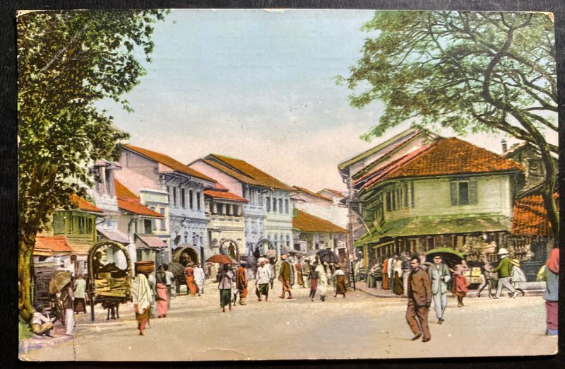 1913 Colombo Ceylon Picture Postcard cover To Shanghai China Market View 