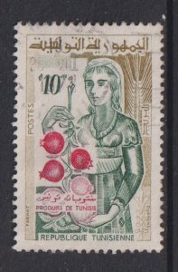 Tunisia  #346  used 1959 unveiled woman holding fruit 10m