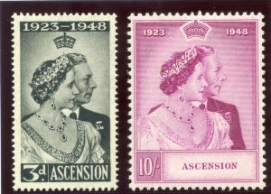 Ascension 1948 KGVI Silver Wedding set complete MLH. SG 50-51. Sc 52-53.