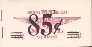 US Stamp - 1958 7c Jet Silhouette 85c on 73c - 12 Stamp Booklet - Scott #BKC5