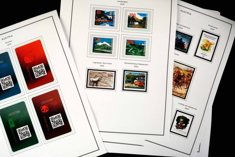 COLOR PRINTED AUSTRIA 2011-2020 STAMP ALBUM PAGES (101 illustrated pages)