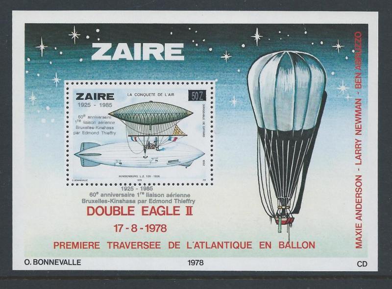 Zaire #1181 NH Aviation, Balloon, Zepelin - SS/Ovptd. & S...