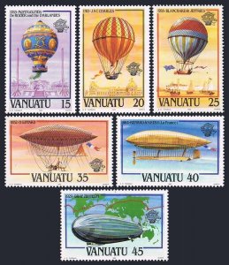 Vanuatu 354-359, MNH. Michel 660-665. Manned Flight Bicentenary, 1983. Balloons.