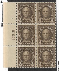 U.S. Plate Block, Sc #551, 1/2c Hale, MNH (49313)