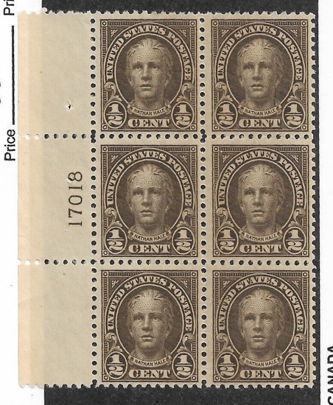 U.S. Plate Block, Sc #551, 1/2c Hale, MNH (49313)