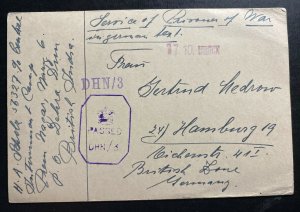 1946 Dehra Dun India POW Internment Camp Postcard Cover to Hamburg Germany