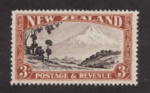 c.1938 New Zealand Sc #216 KGVI  3/~ Volcano Scene MH postage stamp